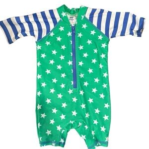 Baby Boden Star Stripes Rash Guard Romper Swimsuit, size 6-12 Months